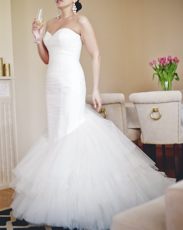 Suknia ślubna Pronovias Meline 36/38 perłowa biel