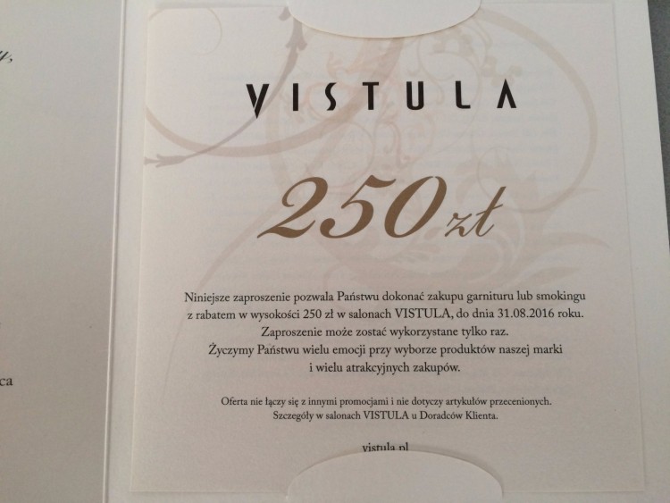 Voucher Vistula z rabatem na Garnitur/Smoking