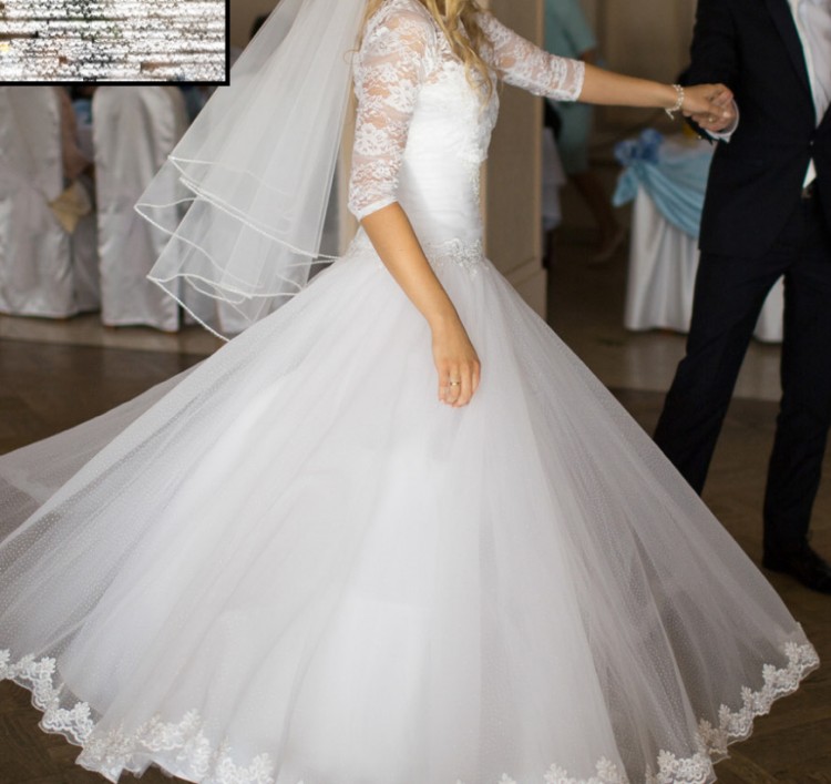 Piękna śnieżnobiała suknia ślubna Princess