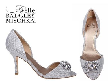 Srebrne buty ślubne Badgley Mischka 37,5