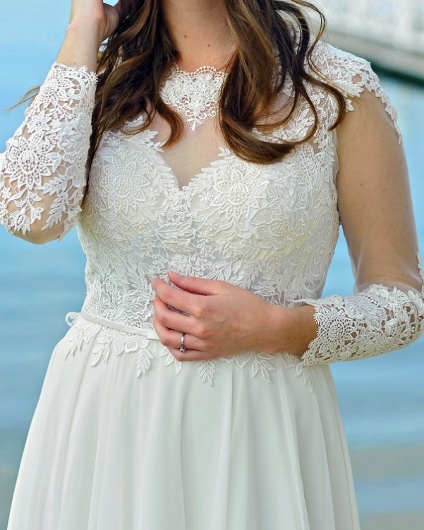 Suknia rustykalna, koronka + muślin, GALA/ Piwone