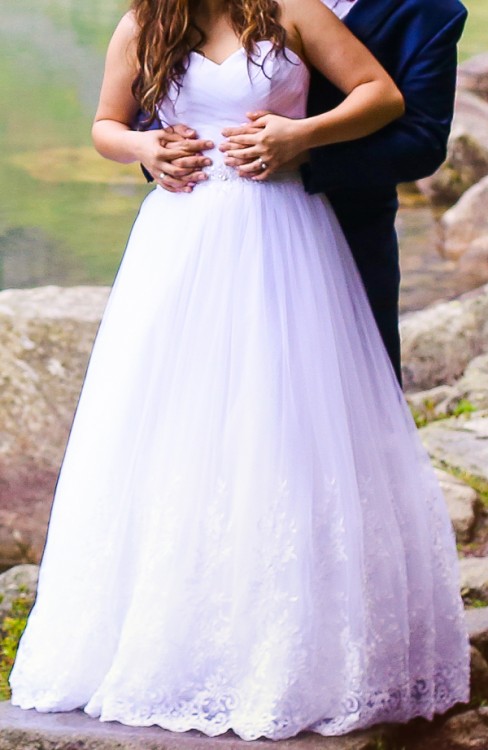 Suknia ślubna DIORA z bolerkiem, roz. 40 + kolczyki