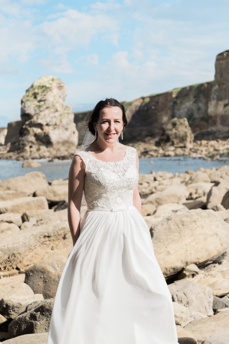 Romantyczna zwiewna suknia ślubna ecru