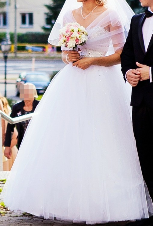 Suknia ślubna, BIAŁA + welon + etola, 34/36, 2016r