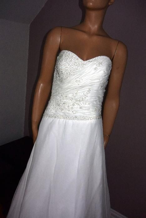 suknia ślubna piękna prosta tanio stan bdb zobacz!