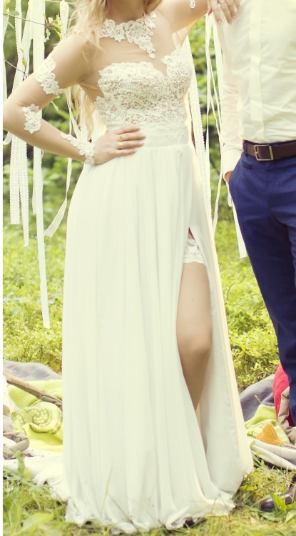 SUKNIA ŚLUBNA + długi welon, rozm 36, stan idealny!