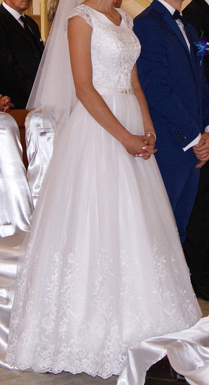 Suknia ślubna z welonem princessa biała rozmiar 34 ,36