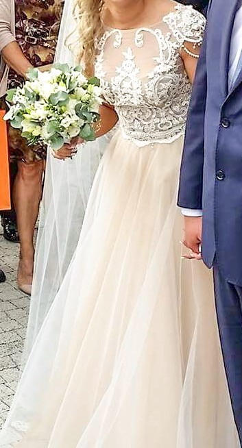 Suknia slubna 36-38 ! Pudrowy roz i brzoskwinia