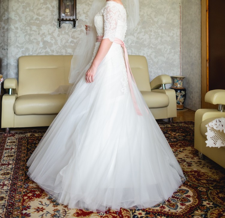 Piękna suknia ślubna EMMA rozm. 36+ 2 welony+ bolerko + pas