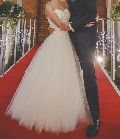 Suknia ślubna Agnes 16009 piękny gorset perły princessa