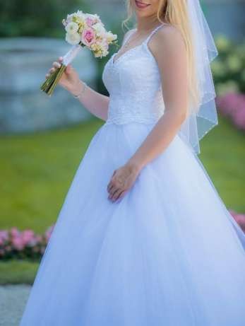 PRZEPIĘKNA SUKNIA ŚLUBNA + koronkowe bolerko gratis