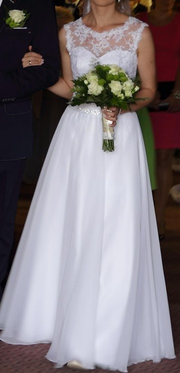 MUŚLINOWA SUKIENKA ŚLUBNA ROZM. 36