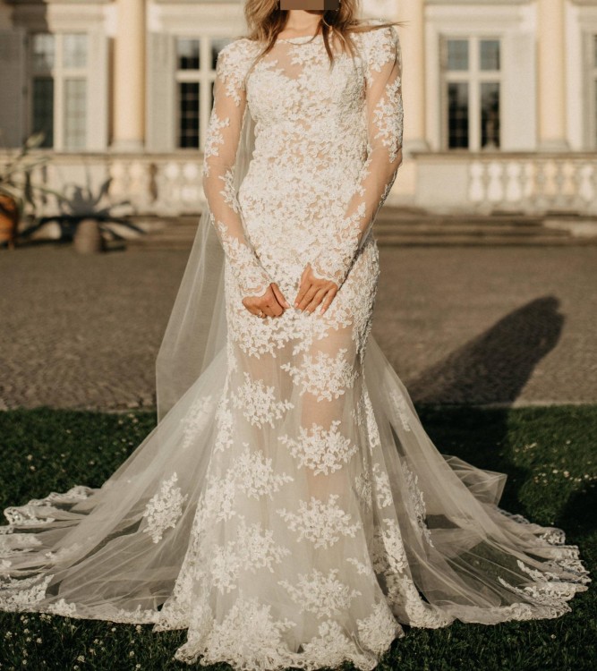 Suknia ślubna 34/36 koronkowa kryształki Swarovskiego