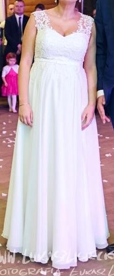 Suknia ślubna śmietanka/ivory, muślin, rozm.38