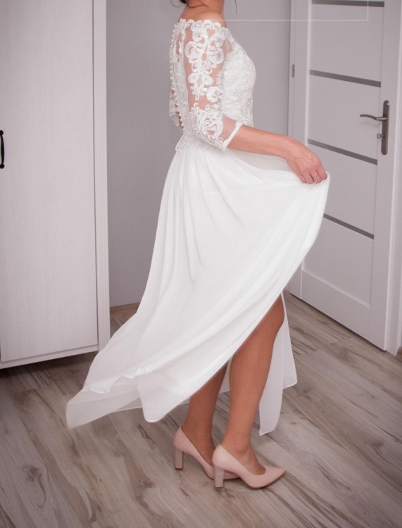 Suknia ślubna ivory z rozporkiem