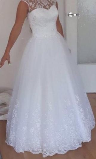 Suknia ślubna NOWA + welon kryształki