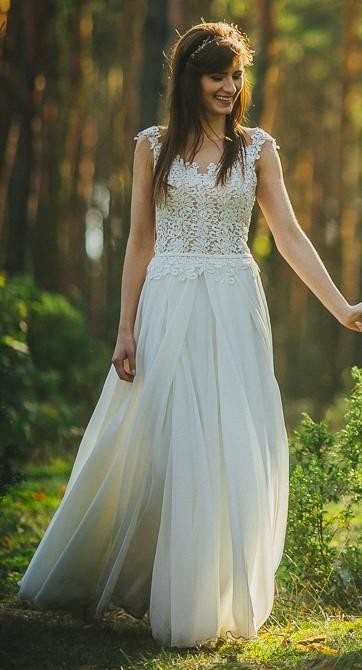 Suknia ślubna Sofia Gala, koronka, gipiura, muślin