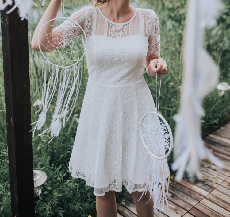 Krótka rustykalna, boho sukienka ślubna 36 (S)