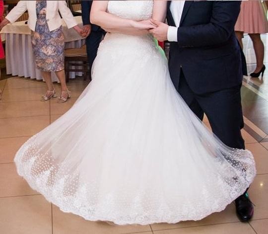 Suknia ślubna princeska księżniczka gorset perły 40