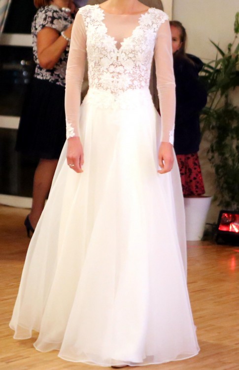 Suknia ślubna Alika, koronka, szyfon