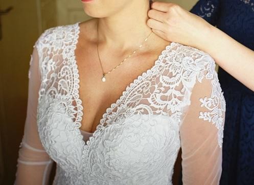 PIĘKNA Muślinowa suknia ślubna