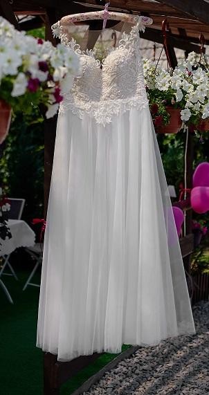 suknia  ślubna dla niskiej 155cm + 5cm obcas rozm.36-38