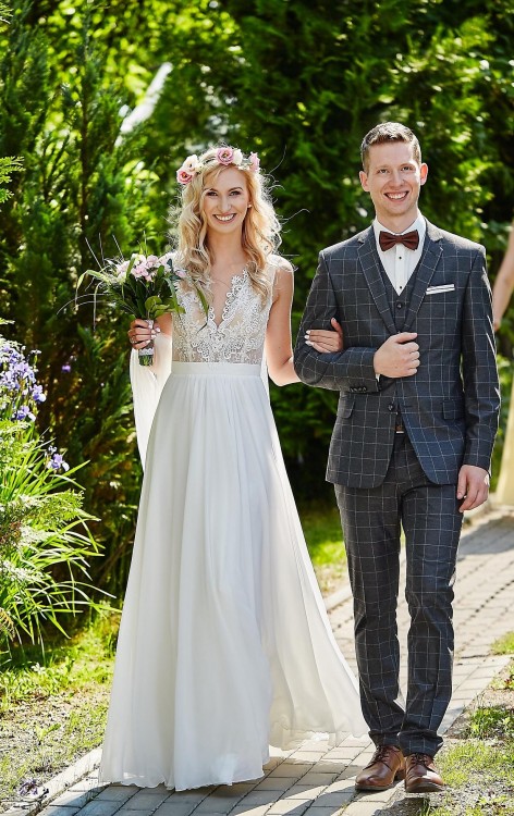 Suknia Ślubna Madonna boho rustykalna ivory