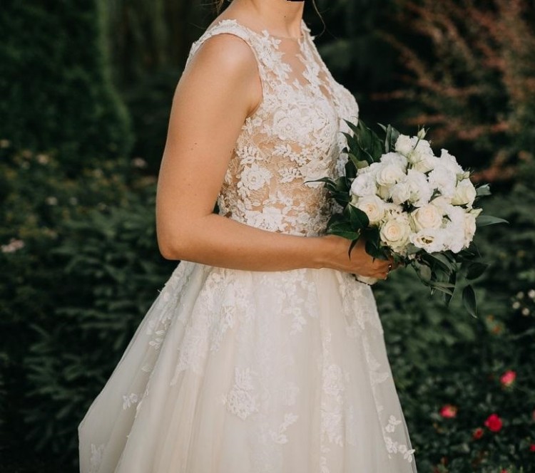 Suknia ślubna Pronovias Ofelia gipura koronka tiul