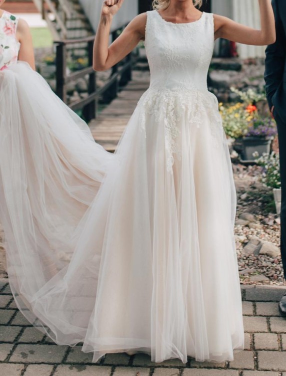 Koronkowa Suknia Ślubna muślin + tiul 2w1