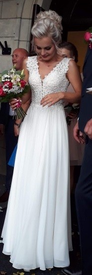 sprzedam muślinową suknię ślubną