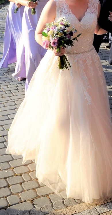 Suknia ślubna odcień pudrowy róż+ gratisy