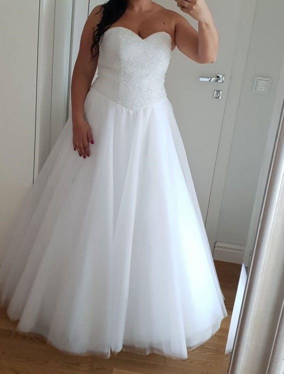 Suknia ślubna z kamieniami SWAROVSKIEGO gorset roz. 42