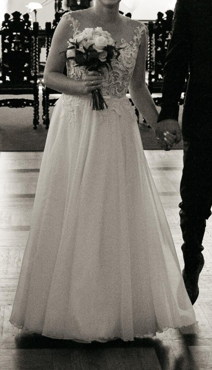 Suknia ślubna Gala Machiko koronka plus welon 34 36