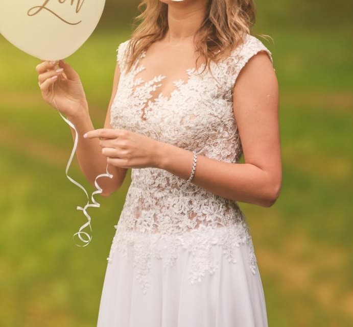 Rustykalna suknia ślubna, rozmiar 38, 171 cm+7 cm obcas