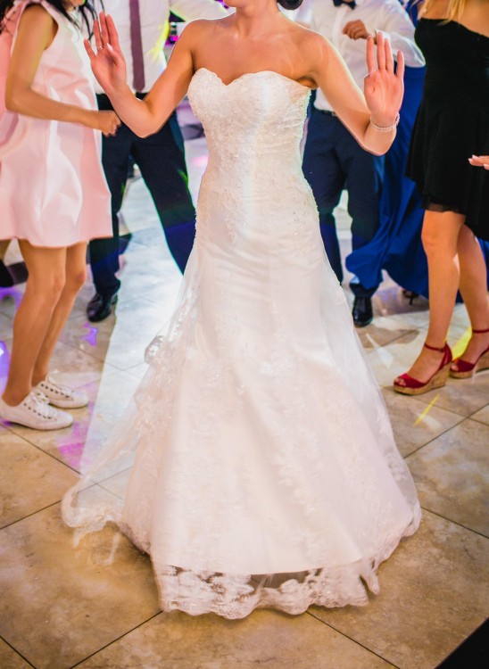 Suknia ślubna rybka z trenem S/małe M