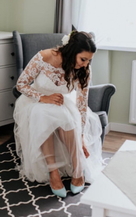 suknia ślubna  38/40. tiul , koronka, boho