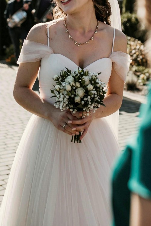 Piaskowa suknia Justin Alexander 6158, GRATIS welon