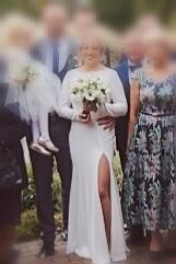 Suknia biała ivory długa rozporek gołe plecy