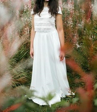 boho rustykalna dwuczęściowa suknia ślubna 36/38