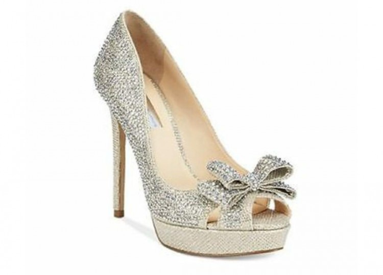 Buty ślubne j. Mischka srebrne kamyki