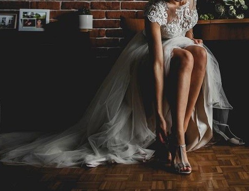 Dwuczęściowa suknia ślubna, spódnica i top