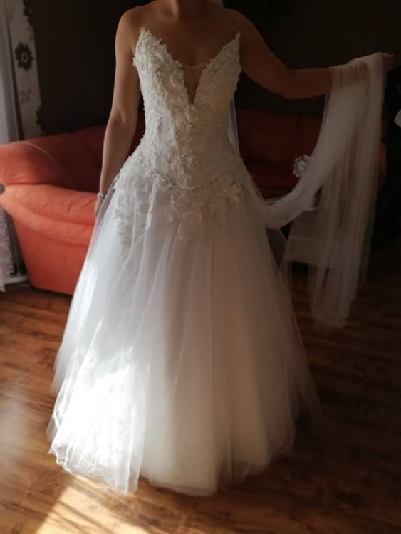 Suknia ślubna dwuczęściowa biała  168cm+12 rozm. 38