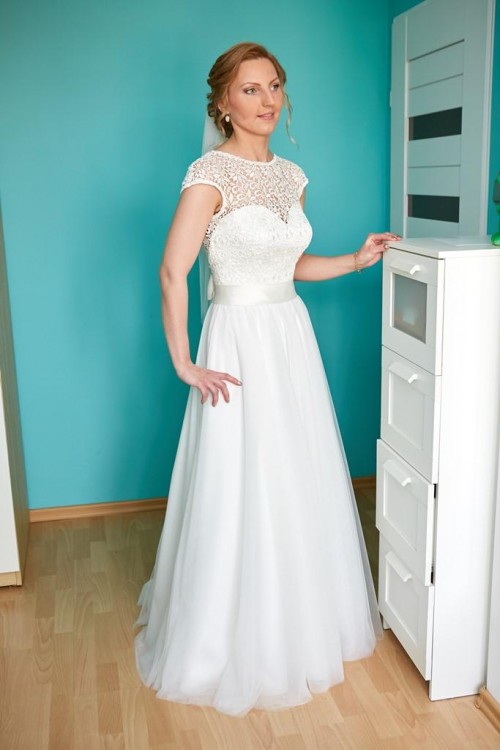 Suknia ślubna Adele w kolorze ivory 38 174cm+5cm korek