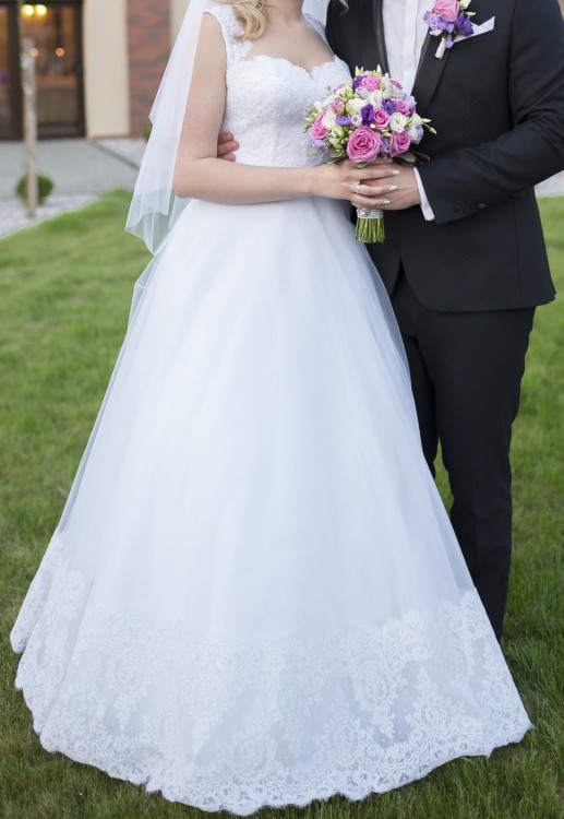 Suknia ślubna KATERINA rozmiar 36-38, kolor: biała