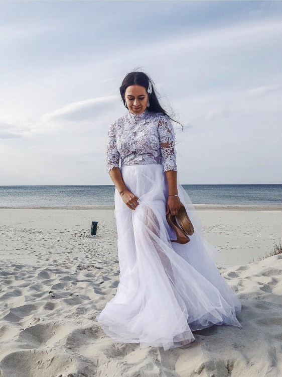 Suknia ślubna ręcznie szyta 38