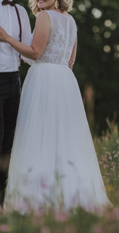 Suknia ślubna rozmiar 38 boho rustykalna tiul