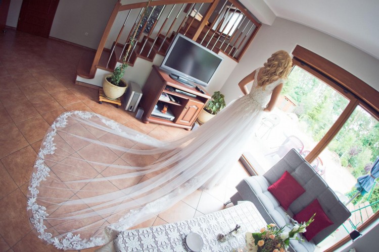 Suknia ślubna ecru/pudrowy róż