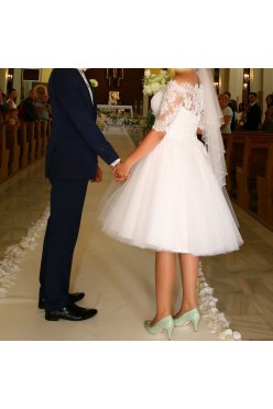 suknia ślubna krótka Ms Moda Beryl koronkowa