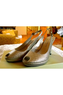 Szpilki srebrne peep toe Dorothy Perkins