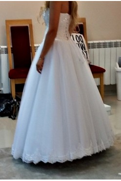 Suknia ślubna Princessa gorset Perełki koronka 36